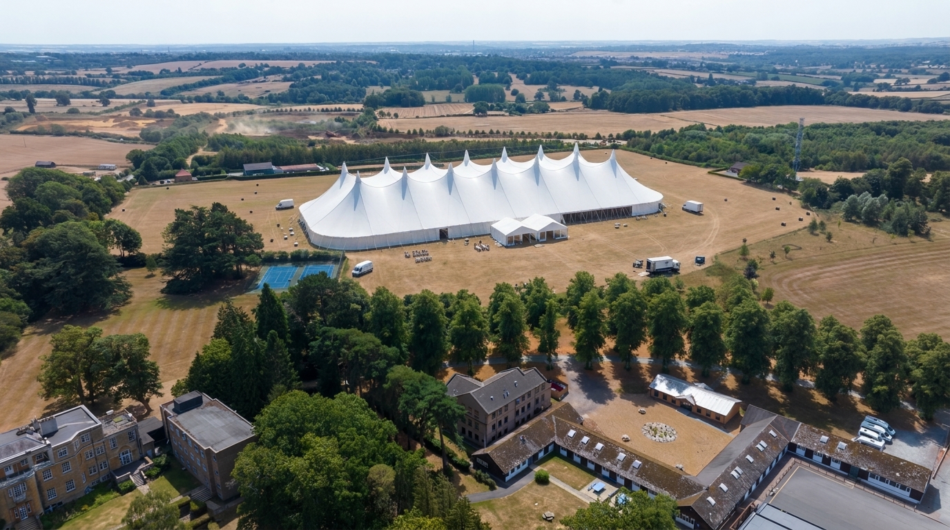 Indicative visualisation of the main marquee position on the parkland